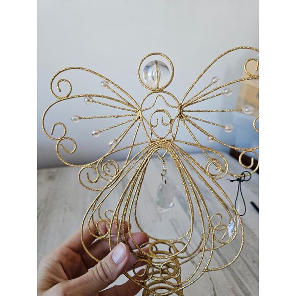 Pier 1 glitter Angel tree topper mini beaded gold never used Crystal - Picture 2 of 9